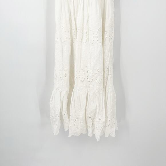 Anthropologie Maeve Womens Boho Beachy Tiered Eyelet Midi Dress Size‎ 0 White - Picture 4 of 10
